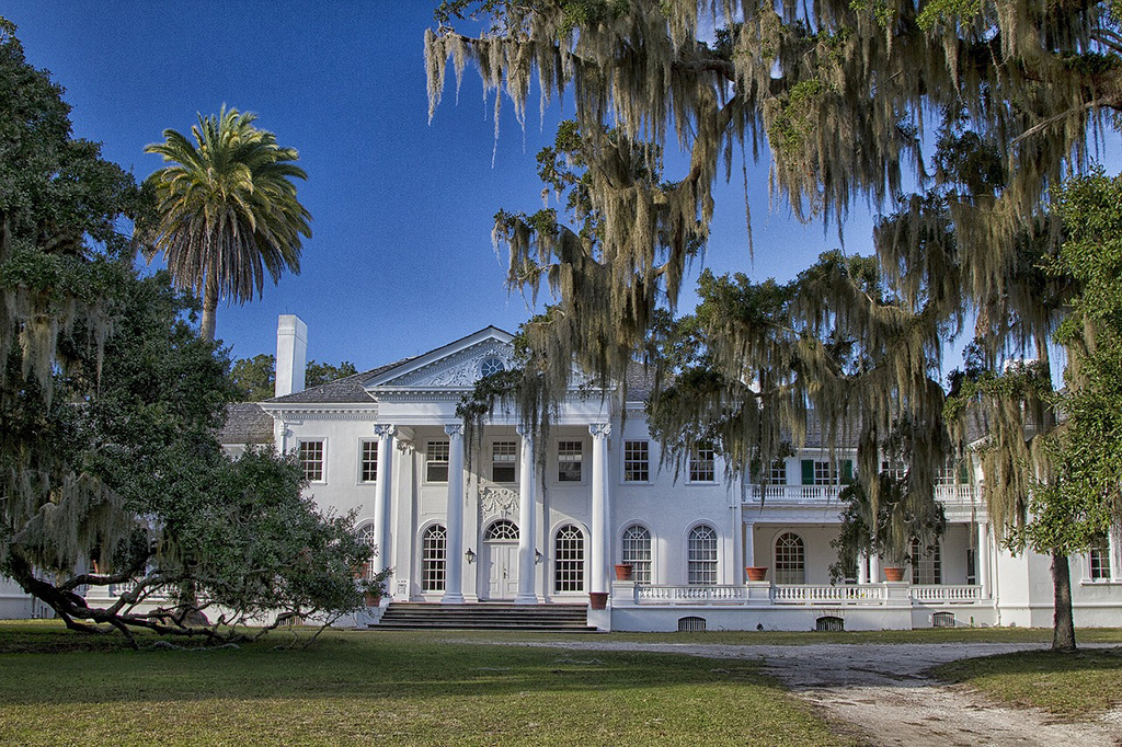 Cumberland Island National Seashore 1 Moss hangs from trees over the Plum Orchard Mansion on Cumberland Island in Georgia.