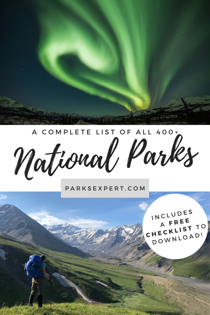List of National Parks by State: A Complete List of All 400+ US National Parks 70 A checklist of all 419+ national parks by state. Download your free, printable checklist of the national parks here. | National Parks Checklist | National Parks by State | #nationalparks