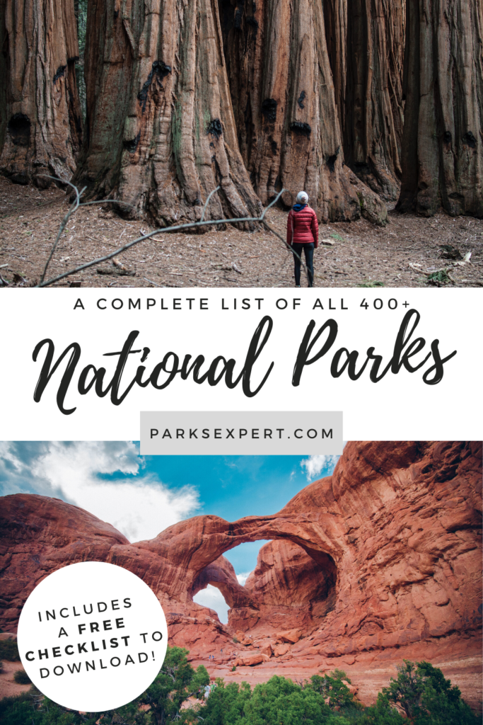 List of National Parks by State: A Complete List of All 400+ US National Parks 71 A checklist of all 419+ national parks by state. Download your free, printable checklist of the national parks here. | National Parks Checklist | National Parks by State | #nationalparks