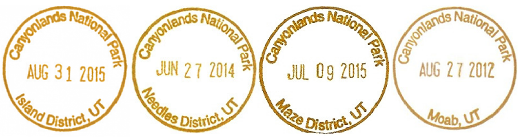 Visiting Canyonlands National Park: The Expert Travel Guide 20 A collection of four passport stamps from Canyonlands National Park