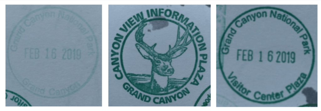 Visiting Grand Canyon National Park: The Expert Travel Guide 27 Three stamps from the South Rim Visitor Plaza at the Grand Canyon