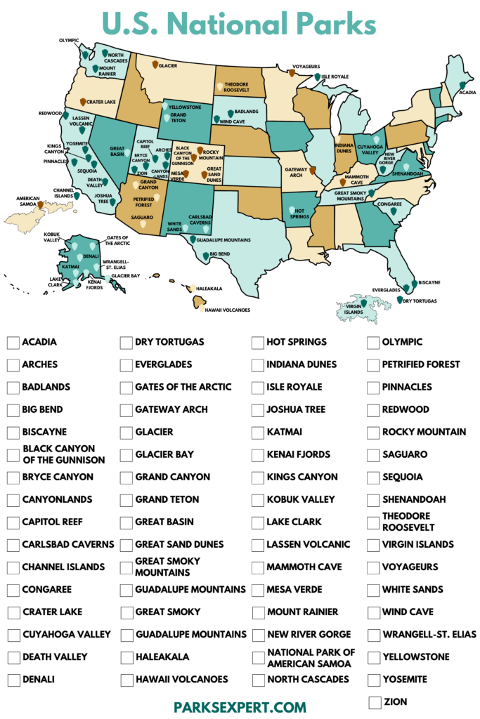 Free Printable Map Of National Parks FREE Printables Parks Expert Printable National Parks Map Printable National Parks Checklist 683x1024