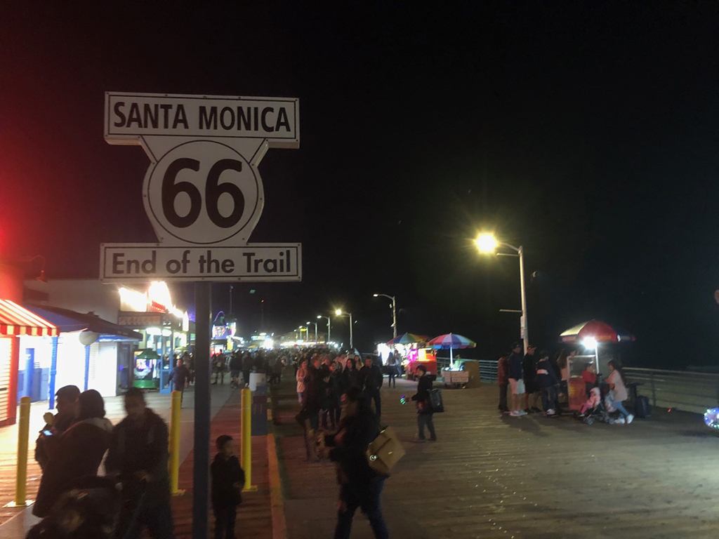 11-Day Southern California Road Trip: The Ultimate Itinerary 11 The Route 66 sign in Santa Monica at night, seen on a southern California road trip