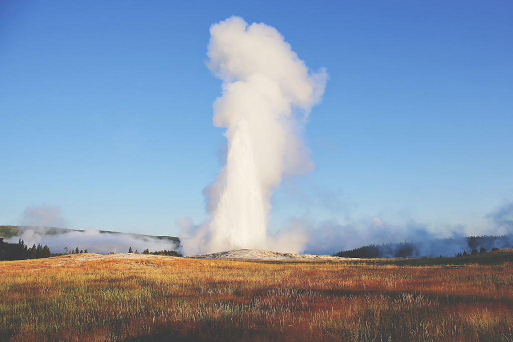 Yellowstone Itinerary: 4 Days in the World's First National Park 7 A large geyser erupts. Old Faithful is the most well-known attraction in Yellowstone and a must-see for any Yellowstone itinerary.