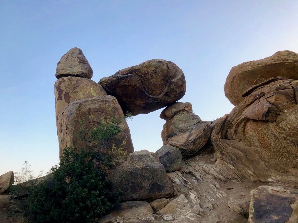 How to Spend 3 Days in Big Bend National Park: Itinerary 26 A rock sits balanced atop two other rock spires to form a square frame.