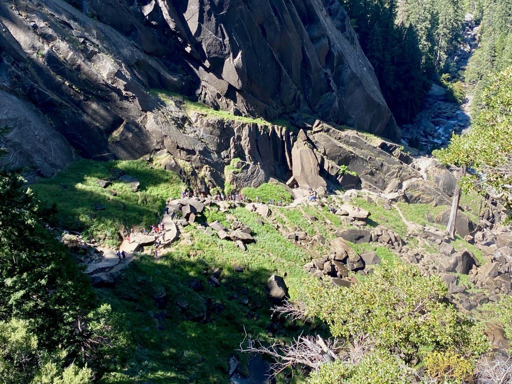 Hiking the Yosemite Mist Trail: Is It Worth the Climb? 37 A large group of hikers make their way up the Mist Trail in Yosemite