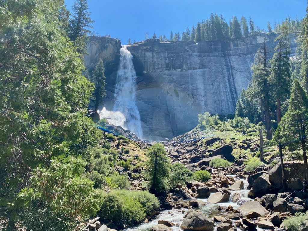 Hiking the Yosemite Mist Trail: Is It Worth the Climb? 40 A view of Nevada Falls from the bottom of the cascade on the Mist Trail