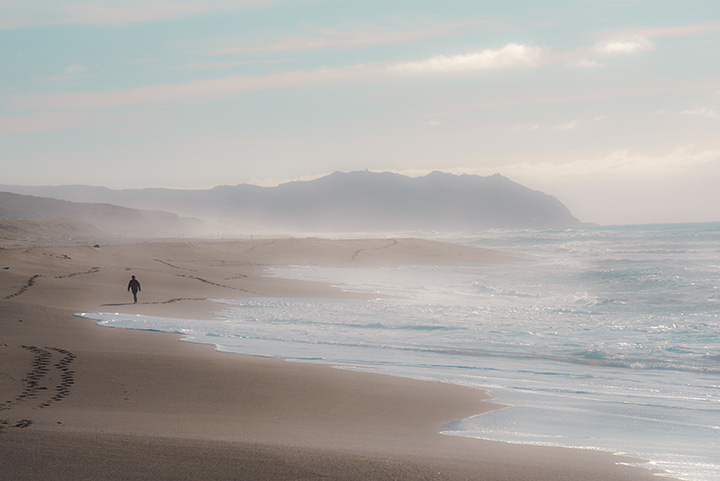 20 Incredible Things to Do in Point Reyes National Seashore 34 A person walks along a wet, foggy beach