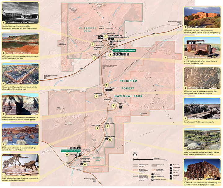How to Spend One Day in Petrified Forest National Park Itinerary 6 An annotated map of how to spend one day in Petrified Forest National Park with stops and photos