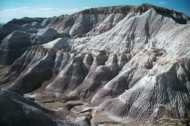 How to Spend One Day in Petrified Forest National Park Itinerary 26 Badlands covered in hues of blue and gray seen while spending one day in Petrified Forest National Park
