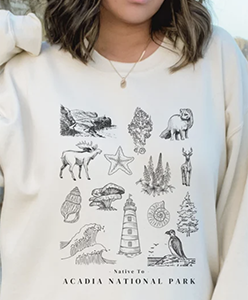 Acadia National Park wildlife sweatshirt