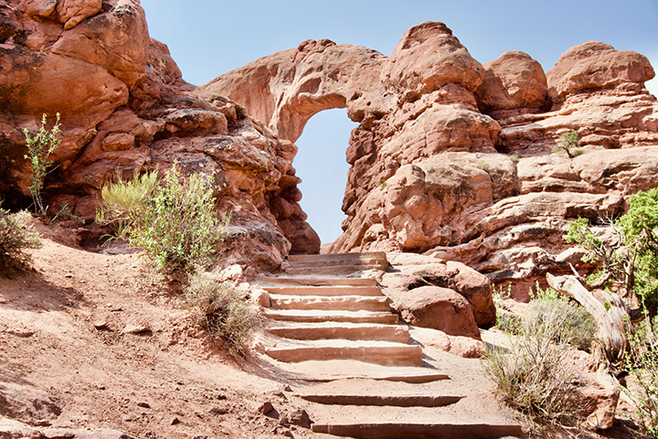 Ultimate Guide to an Epic One Day in Arches National Park Itinerary 12 Stairs lead to a sandstone arch