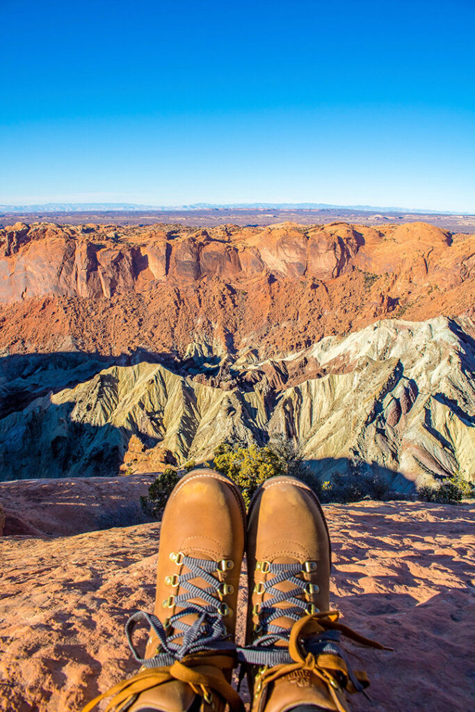 The 15 Best Hikes in Canyonlands National Park: A Comprehensive Guide 31 A pair of hiking boots on a trail in Canyonlands National Park