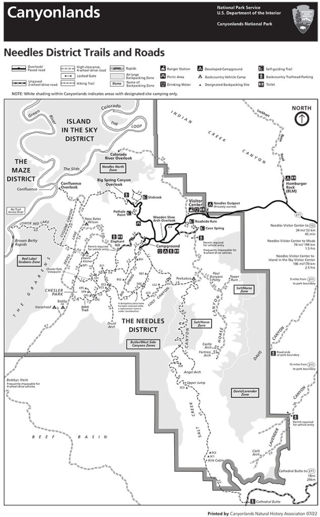 The 15 Best Hikes in Canyonlands National Park: A Comprehensive Guide 39 A map of hiking trails in Canyonlands, Needles District