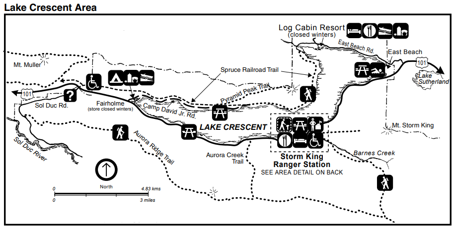Olympic National Park Camping Guide: Everything You Need to Know About All 15 Olympic National Park Campgrounds 14 A map of the Lake Crescent area of Olympic National Park