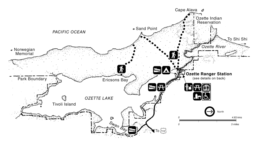 Olympic National Park Camping Guide: Everything You Need to Know About All 15 Olympic National Park Campgrounds 31 A map of Lake Ozette and services in Olympic National Park