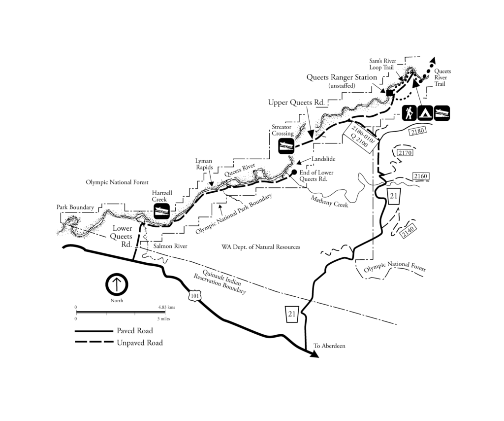 Olympic National Park Camping Guide: Everything You Need to Know About All 15 Olympic National Park Campgrounds 33 A map of the Queets area of Olympic National Park