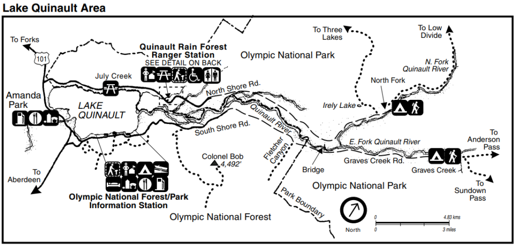 Olympic National Park Camping Guide: Everything You Need to Know About All 15 Olympic National Park Campgrounds 16 A map of the Quinault area in Olympic National Park
