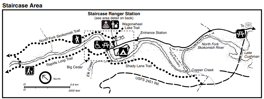 Olympic National Park Camping Guide: Everything You Need to Know About All 15 Olympic National Park Campgrounds 39 A map of Staircase Campground and its surrounding area in Olympic National Park