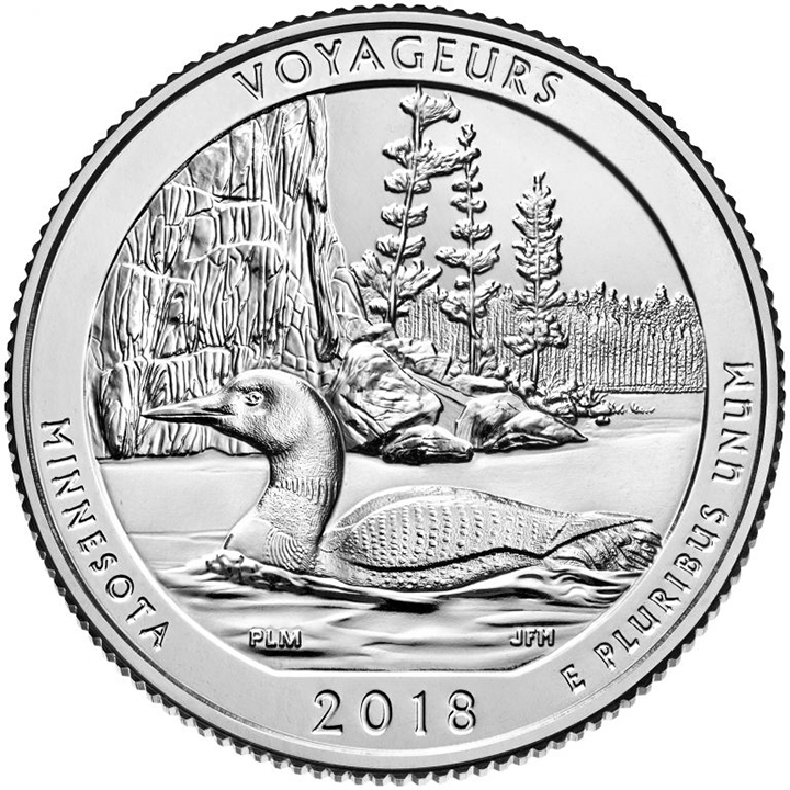 56 National Park Quarters List (With Pictures!) 29 A national park quarter for Voyageurs with a loon swimming