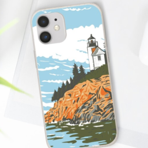 An image of a lighthouse on the back of a phone case