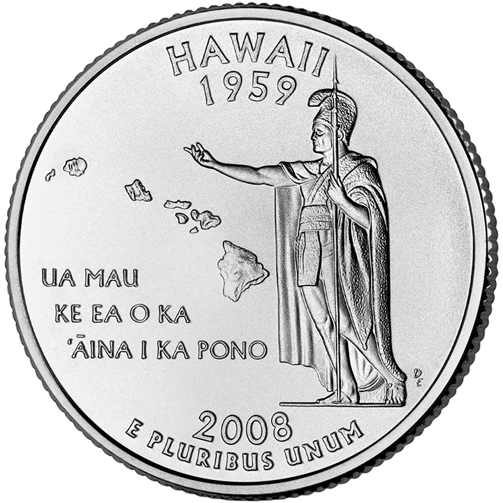 56 National Park Quarters List (With Pictures!) 62 A coin titled Hawaii features an outline of the state with an image of a statue of their king Kamehameha I