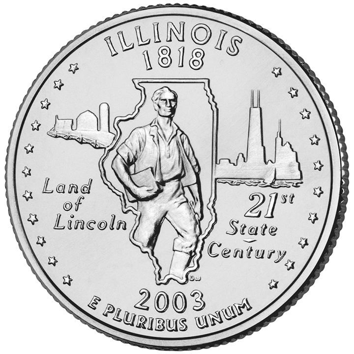 56 National Park Quarters List (With Pictures!) 63 A coin titled Illinois features features an outline of the state with Abraham Lincoln standing inside it