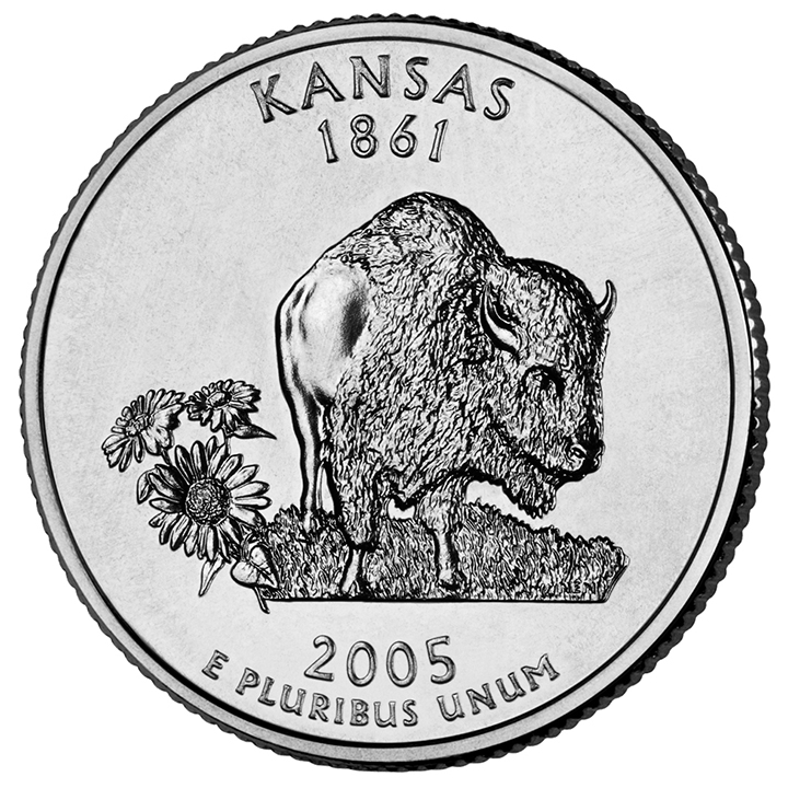56 National Park Quarters List (With Pictures!) 64 A coin titled Kansas features a bison and sunflowers
