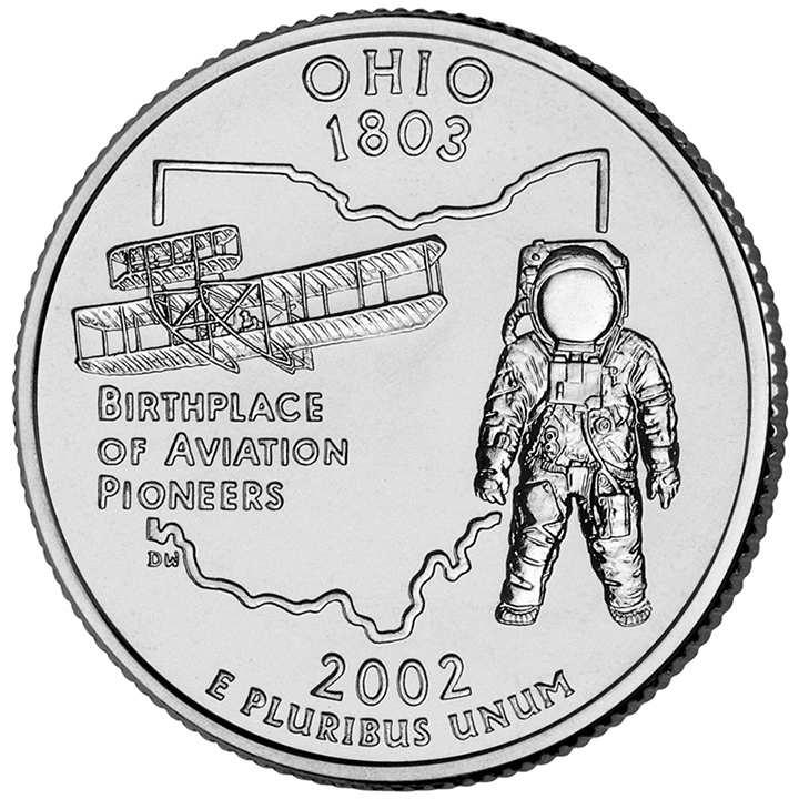 56 National Park Quarters List (With Pictures!) 70 A coin titled Ohio features an outline of the state with one of the first planes and an astronaut
