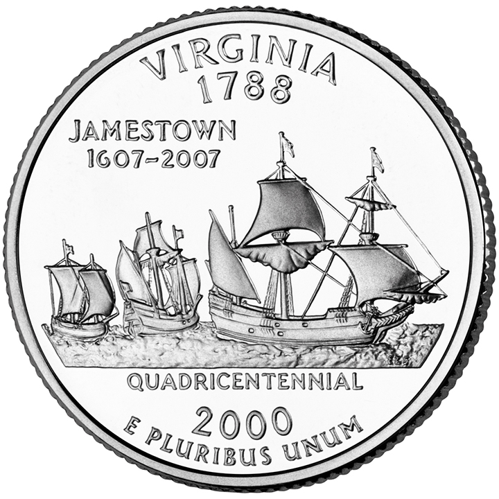 56 National Park Quarters List (With Pictures!) 75 A coin titled Virginia features a historic ship sailing