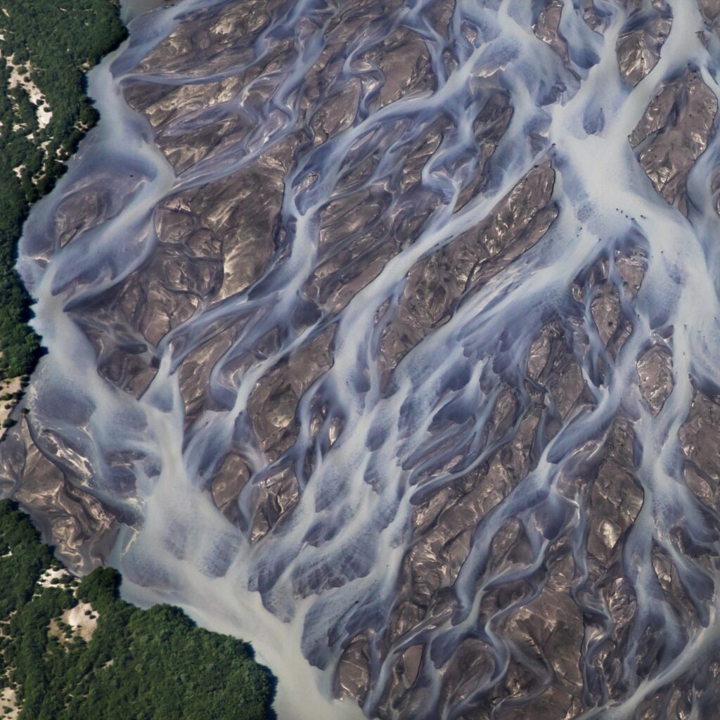 The Absolute BEST Time to Visit to Katmai National Park 17 View of braided rivers from a plane flying above them