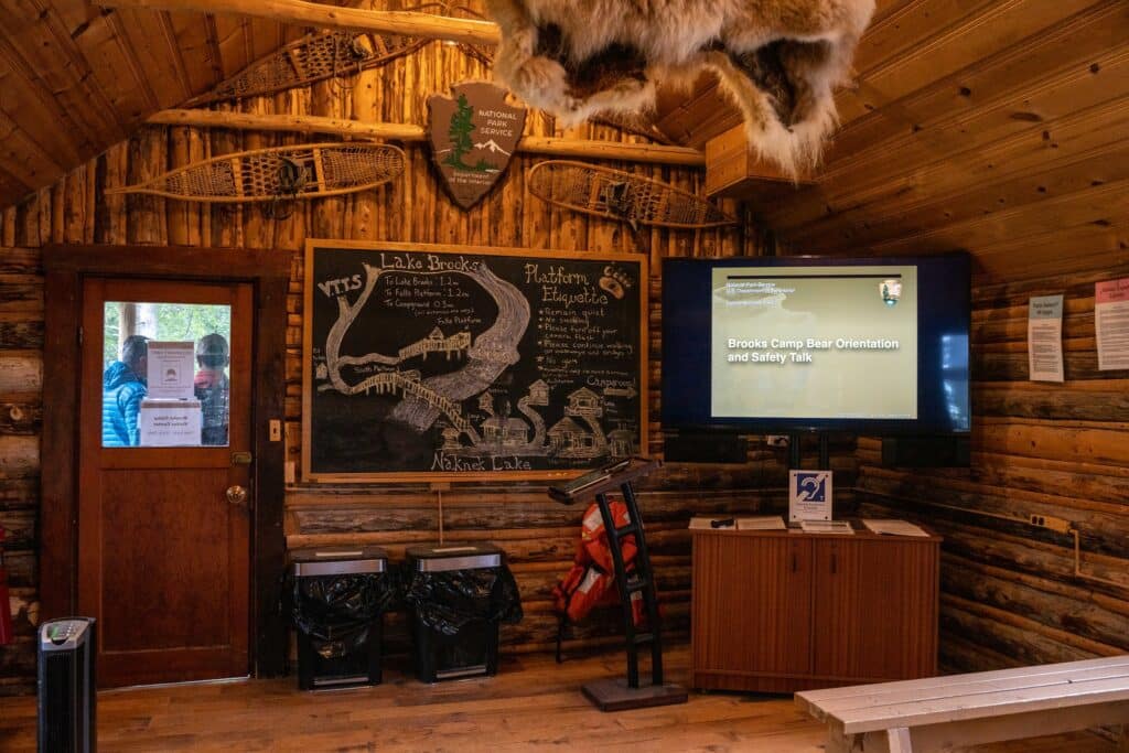 The 13 Best Things to Do in Katmai National Park: Bears and Volcanoes Galore 23 Bear Safety Orientation inside the Brooks Camp Visitor Center in Katmai National Park