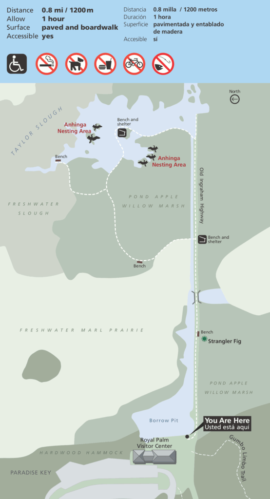 Hiking Anhinga Trail in Everglades National Park 5 A map of the Anhinga Trail in Everglades National Park