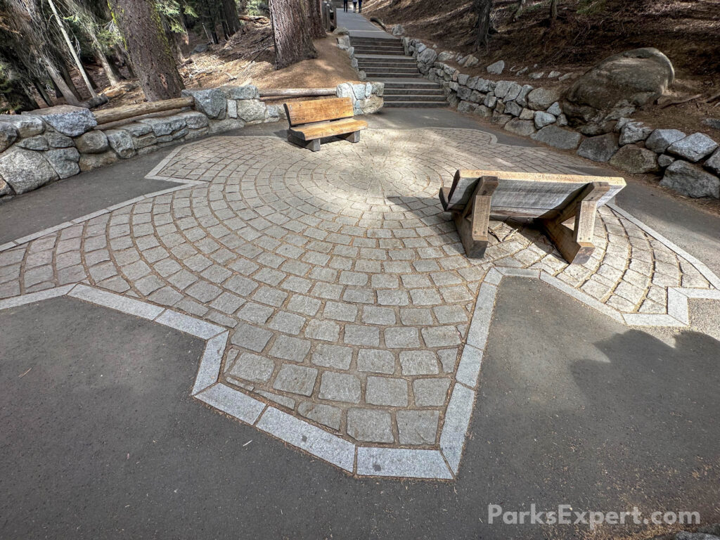 Hiking the General Sherman Tree Trail in Sequoia National Park: How to See the World's Largest Tree 19 A brick shape on the pavement represents the circumference of the General Sherman Tree