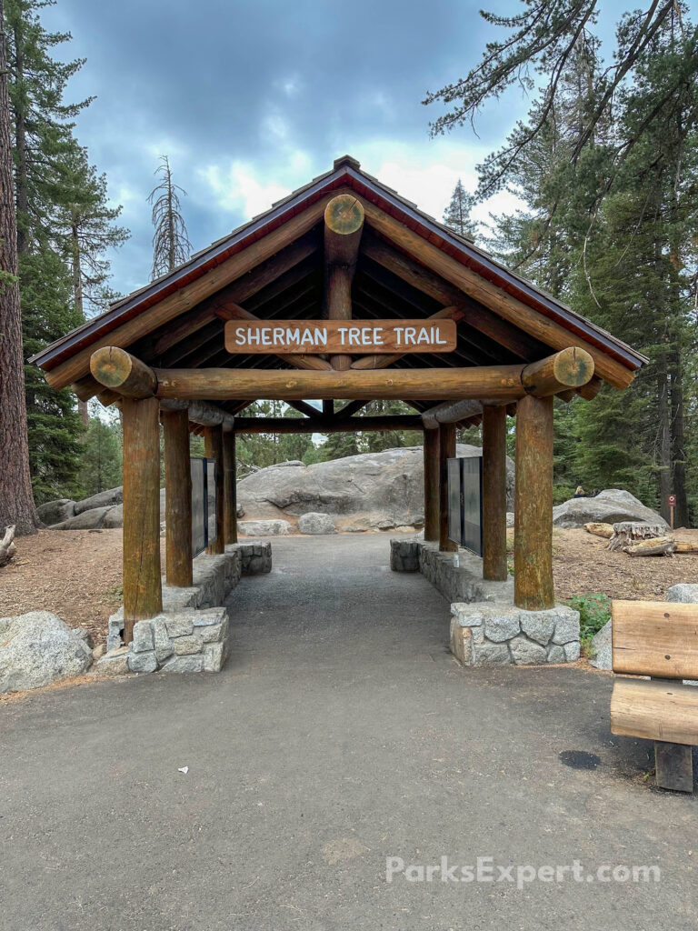 Hiking the General Sherman Tree Trail in Sequoia National Park: How to See the World's Largest Tree 14 The trailhead for General Sherman Tree Trail features a wooden trail shelter with maps on display