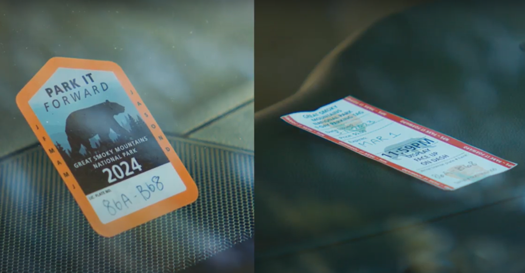 Everything You Need to Know About the Great Smoky Mountains National Park Parking Tags 14 An image showing how to display annual and weekly or daily Great Smoky Mountains National Park parking tags on windshields and dashboards